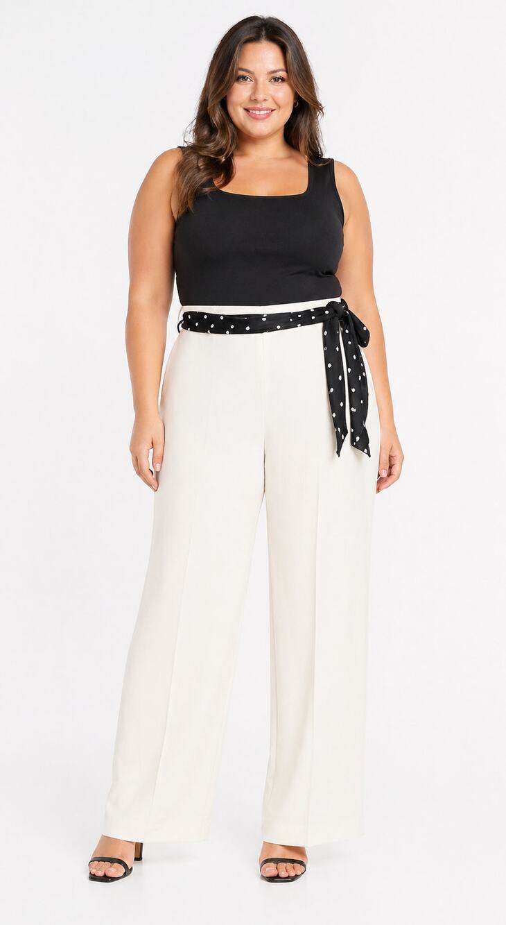 Evan Picone Double Weave Trouser Dress Pants Womens Plus Size 16 Eggshell New